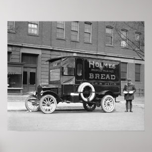 Bäckerei-Lieferwagen, 1923. Vintage-Foto Poster