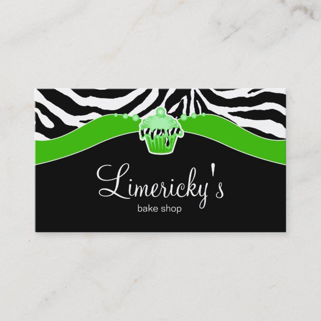 Bäckerei-Limoner kleiner Kuchenzebra-Tierdruck Visitenkarte (Vorderseite)