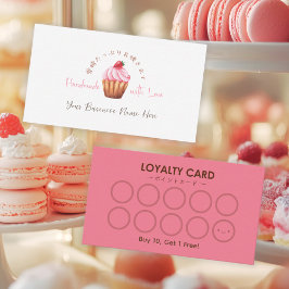 Bäckerei Loyalität Karte Cupcake Pink Erdbeere Nie