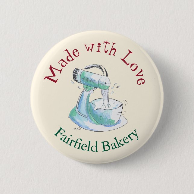 Bäckerei mit Liebe Retro Backkochen Button (Vorderseite)