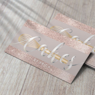 Bäckerei Moderne Blush Rose Gold Glitzer Konditore Visitenkarte