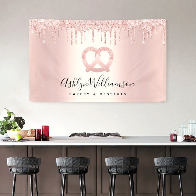 Bäckerei Nachtisch Konditorei Koch Rose Gold Glitz Banner (Von Creator hochgeladen)