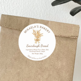 Bäckerei Name Sourdough Brot Weizen Bäckerei Runder Aufkleber