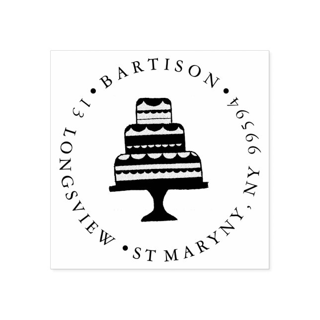 Bäckerei Patisserie CAKE ROUND RÜCKSENDEADRESSE Gummistempel (Prägung)