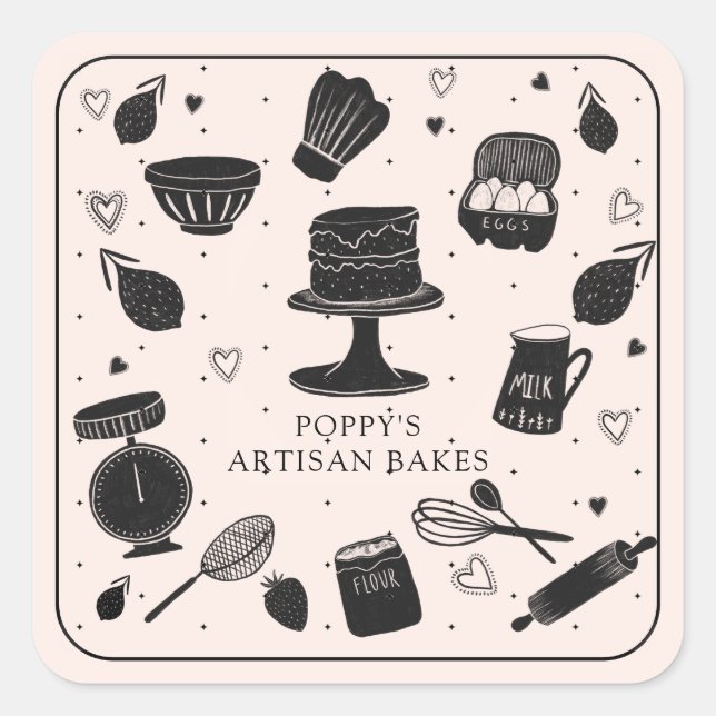 Bäckerei Quadratischer Aufkleber (Vorderseite)