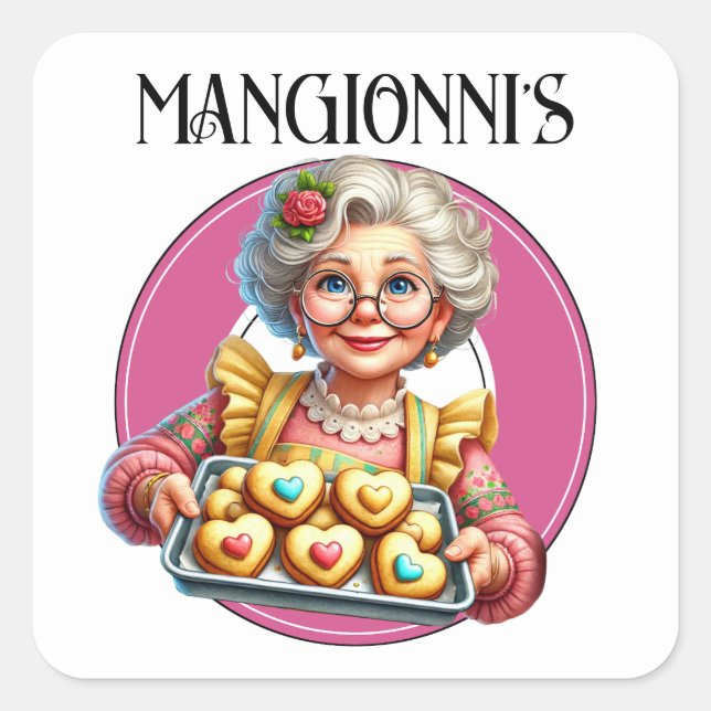 Bäckerei Quadratischer Aufkleber (Vorderseite)