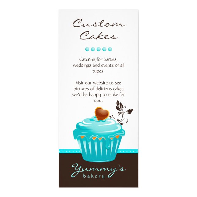 Bäckerei Rack Card Cupcake Blue Chocolate Brown Werbekarte (Vorne)