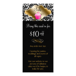 Bäckerei Rack Card Cupcake Karamelll Rosa Elegante Werbekarte