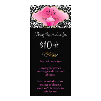 Bäckerei Rack Card Cupcake Pink Gold Elegante Werbekarte