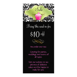 Bäckerei Rack Card Cupcake Pink Lime Green Elegan Werbekarte