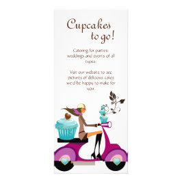 Bäckerei Rack Card Cupcake Scooter Blue Werbekarte