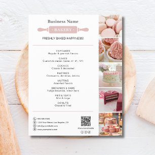 Bäckerei Rollen Weiß und Button Foto QR Rosa Flyer
