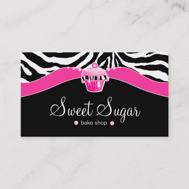 Bäckerei-rosa kleiner Kuchenzebra-Tierdruck Visitenkarte (Vorderseite)
