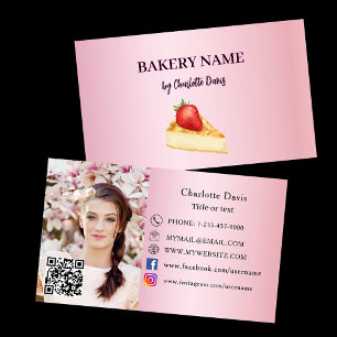 Bäckerei rosa Kuchen Backgebäck QR Code Foto Visitenkarte
