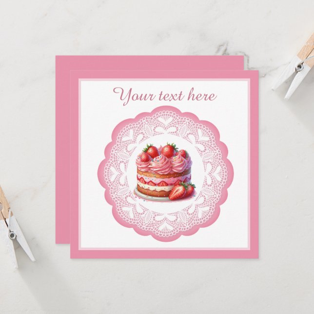 Bäckerei rosa Kuchen Eröffnung oder jede Art von G Einladung (Vorderseite/Rückseite Beispiel)