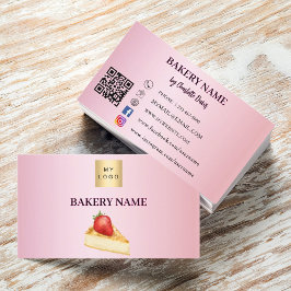 Bäckerei rosa Kuchen Gebäck QR-Logo Visitenkarte