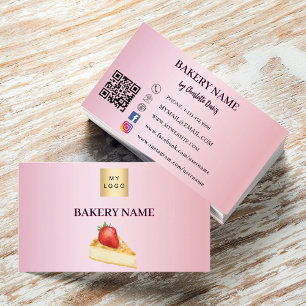Bäckerei rosa Kuchen Gebäck QR-Logo Visitenkarte