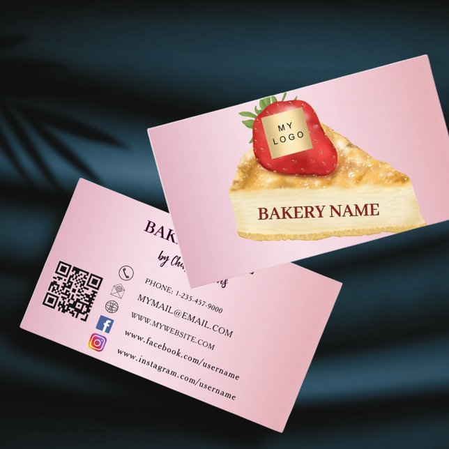 Bäckerei rosa Kuchen Gebäck QR-Logo Visitenkarte (Von Creator hochgeladen)