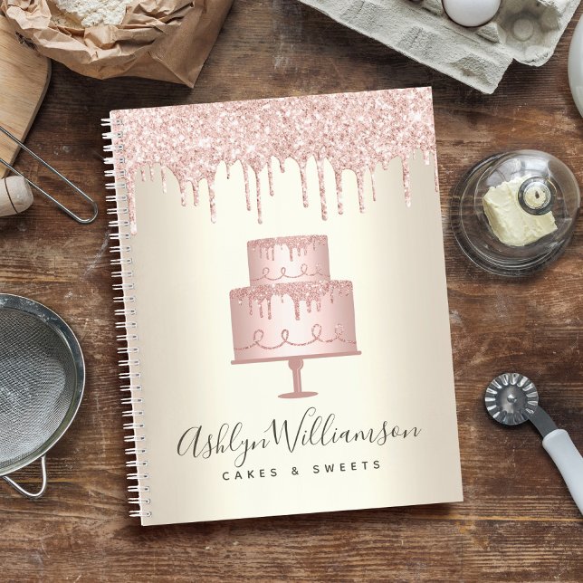 Bäckerei Rosa Kuchen Nachtisch Glitzer Tropfen Koc Notizbuch (Von Creator hochgeladen)