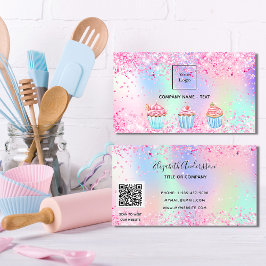 Bäckerei Rosa lila Glitzer Staub QR-Logo Visitenkarte