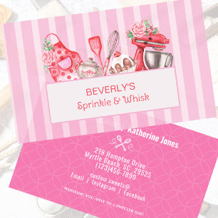Bäckerei Shop Konditorei Pink White Business Cards Visitenkarte
