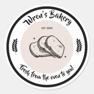 Bäckerei Sticker - Brotsymbol. Bearbeitbarer Text.