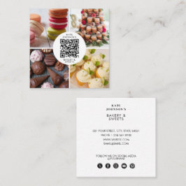 Bäckerei Süßigkeiten Foto QR Code Social Media Quadratische Visitenkarte