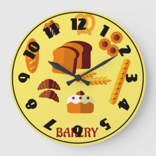 Bäckerei-Themen-Brot-Gebäck und Süßigkeiten Große Wanduhr
