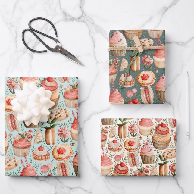 Bäckerei Vibe Gift Wrap Geschenkpapier Set (Vorderseite)