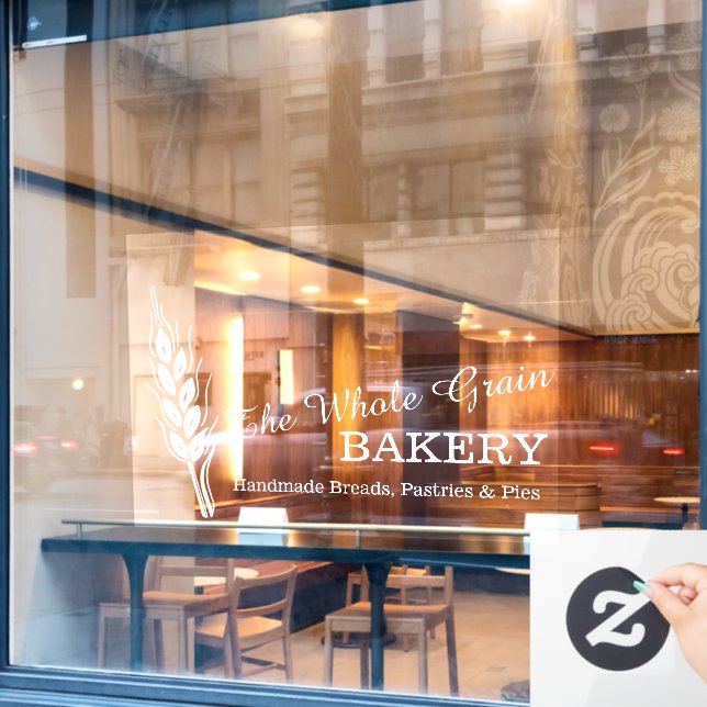 Bäckerei Weizenkorngeschäft Weiß Fensteraufkleber (Café-Fenster)