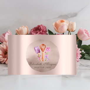 Bäckerei-Werkzeuge Blumen Roségold-Kreis Süßigkeit Visitenkarte