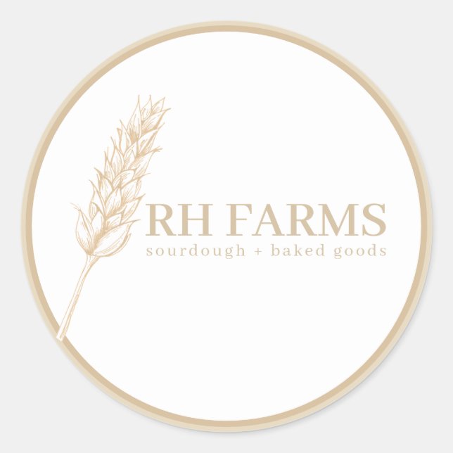 Bäckerei Wheat Stalk Personalisiert Runder Aufkleber (Vorderseite)