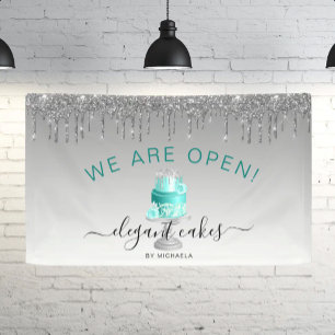 Bäckerei Wir sind geöffnet Glitter-Drip Türkis Tor Banner