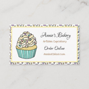 Bäckerei   Yellow Sprinkler Cupcake Business Card Visitenkarte
