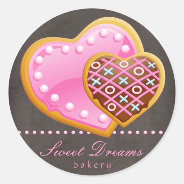 Bäckereiaufkleber Rosa Kekskohl Schokolade Braun Runder Aufkleber (Vorderseite)