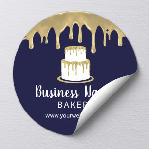 Bäckereien Koch Gold Cake Logo Modern Navy Blue Runder Aufkleber