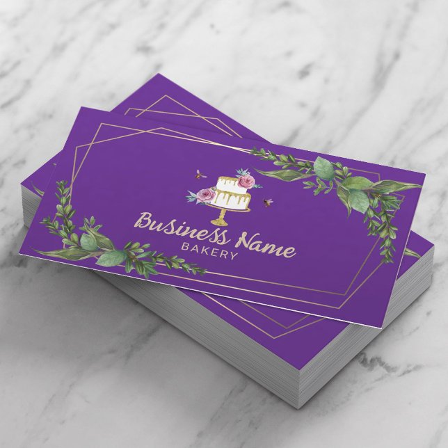 Bäckereigebäck Koch Botanischer Süßkuchen Lila Visitenkarte (Von Creator hochgeladen)