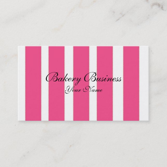 Bäckereigeschäftsrosa stripes kundengerechte visitenkarte (Vorderseite)