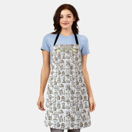 Bäckereiküche-Symbolmuster Schwarz Weiß anpassen Schürze