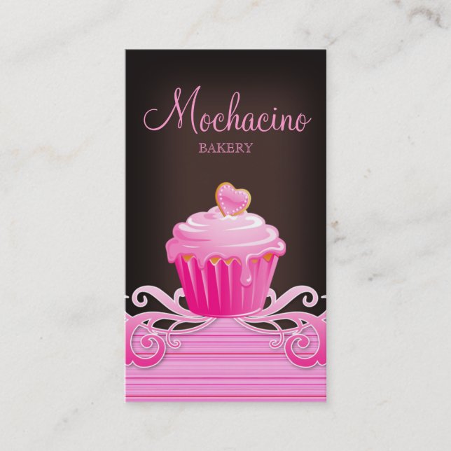 Bäckereikuchen-Rosa-Wirbel schokoladenbraun Visitenkarte (Vorderseite)
