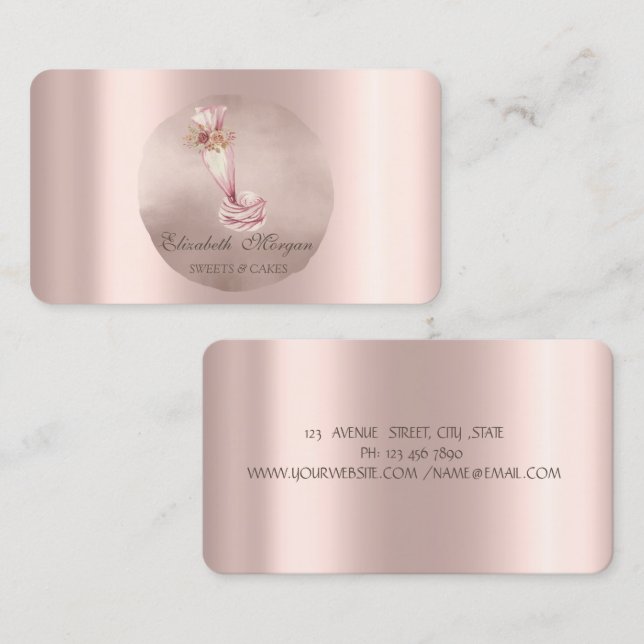 Bäckereileitung Beutel Blume Rose Gold Circle Visitenkarte (Vorne/Hinten)