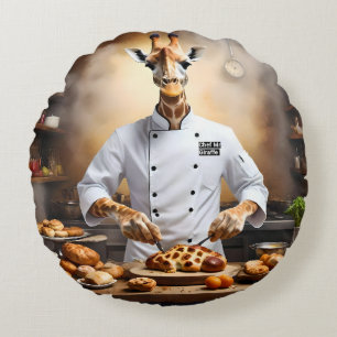 "Bäckergiraffe: Neue Höhen erreichen, Rundes Kissen