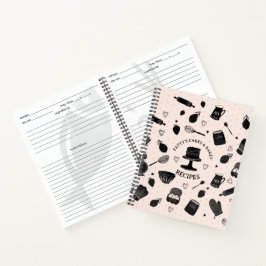 Bäckerpastry Koch Backen Utensipine Rosa Schwarze  Notizbuch