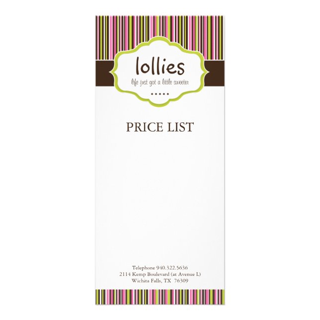 Bäckerpreisliste Werbekarte (Vorne)