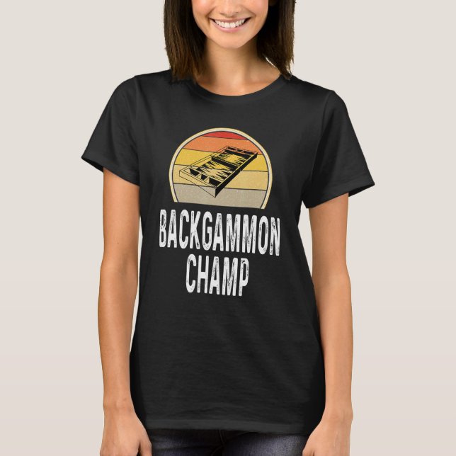 Backgammon Champ Boardgame Board Game Player Retro T-Shirt (Vorderseite)