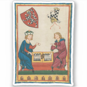 Backgammon Game, mittelalterliche Kunst des 14. Ja Aufkleber