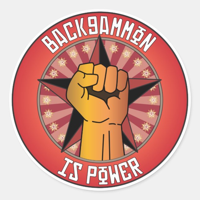 Backgammon ist Power Runder Aufkleber (Vorderseite)