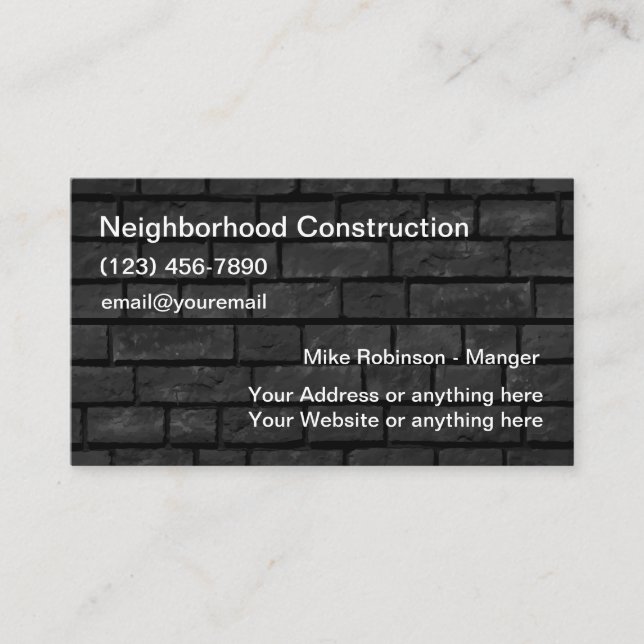 Background Construction Business Cards Visitenkarte (Vorderseite)