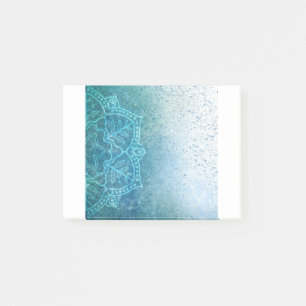 Background Mandala Grunge Pattern Text Green Post-it Klebezettel