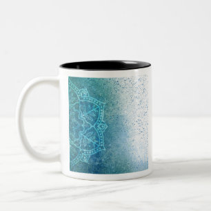 Background Mandala Grunge Pattern Text Green Zweifarbige Tasse